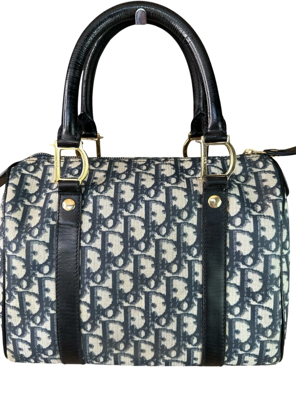DIOR oblique Monogram Canvas Satchel in Navy and Cream